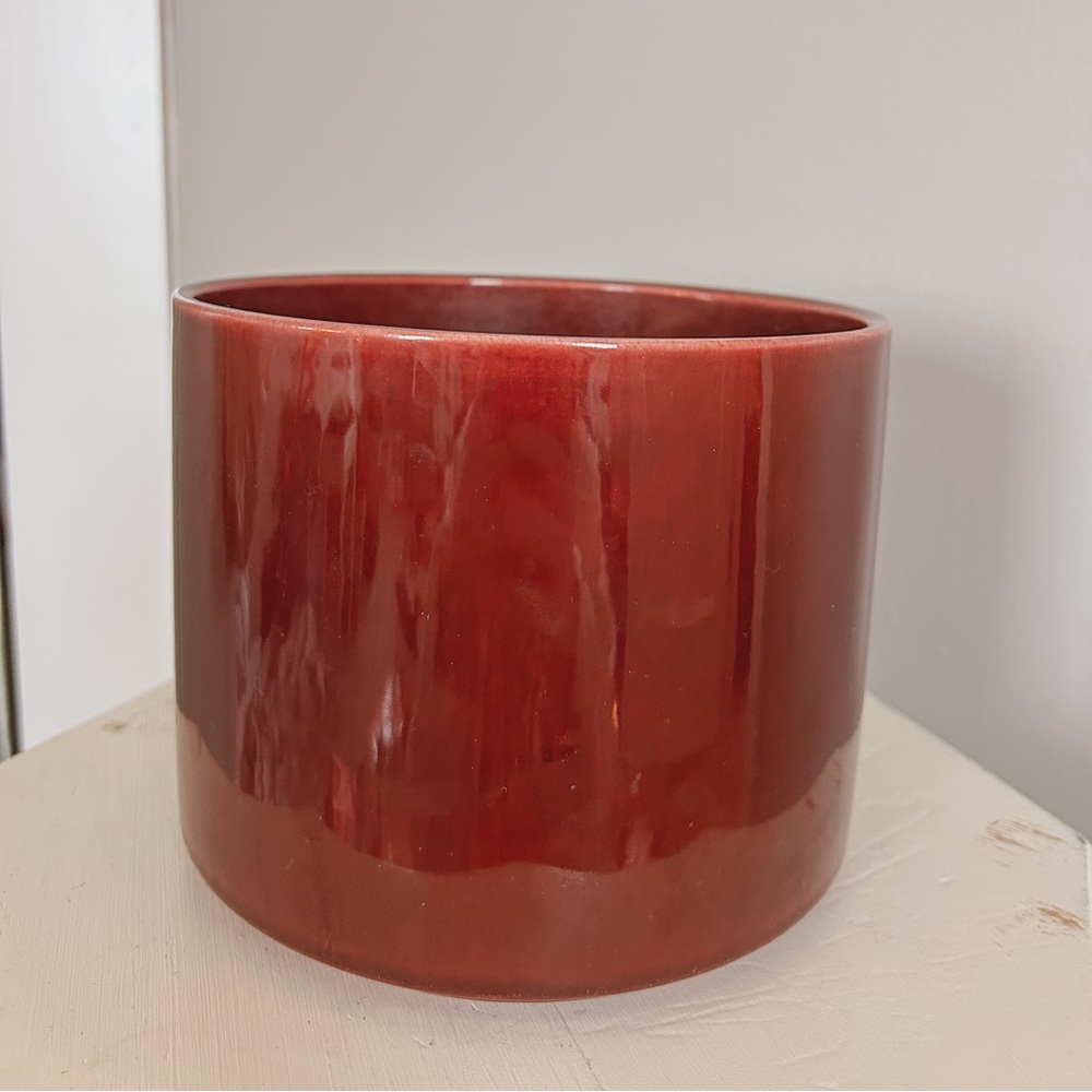 Large Burgundy Round Flower Plant Pot